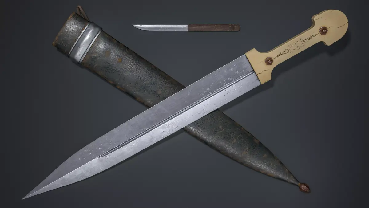 Qama - Caucasian Dagger Low-poly 3D model