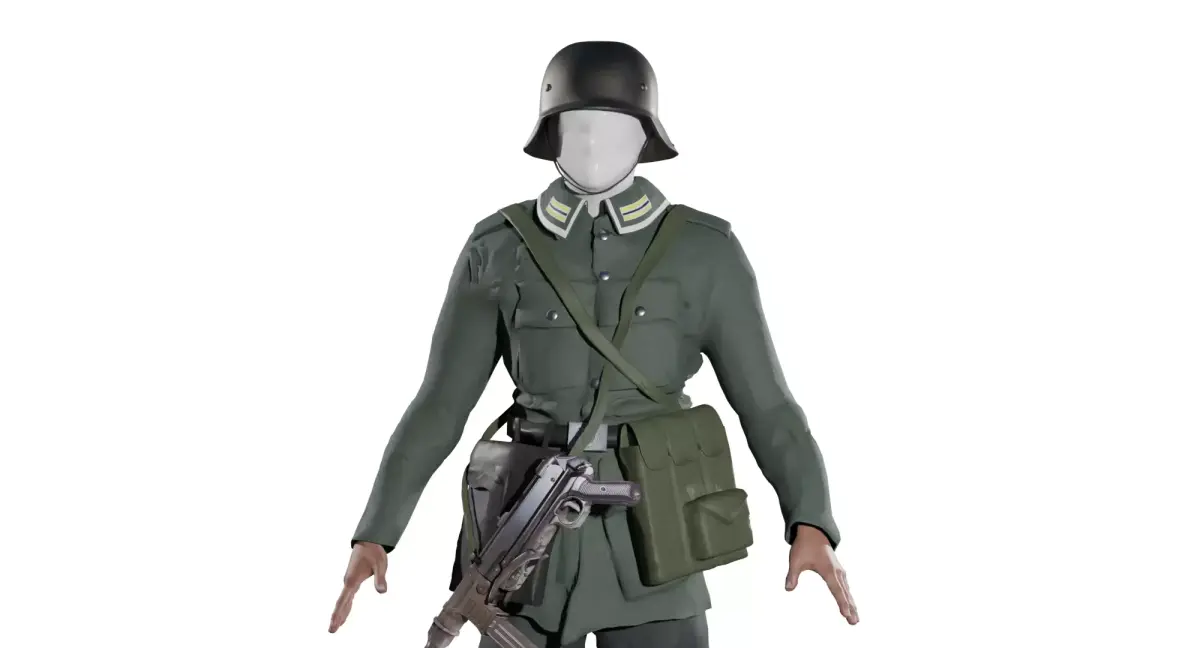 World War 2 German Soldier - Rigged Low-poly 3D model purchase
