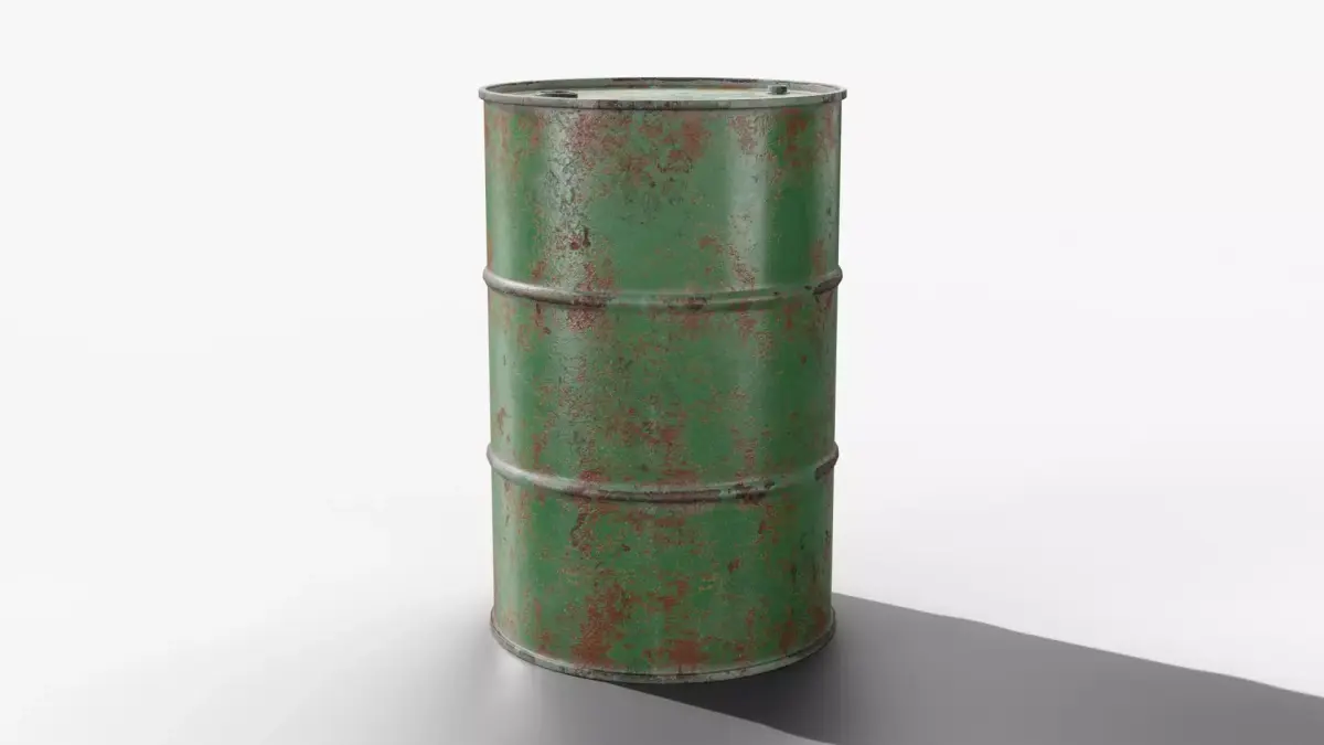 Steel Barrel - Green - Rusted 3D model