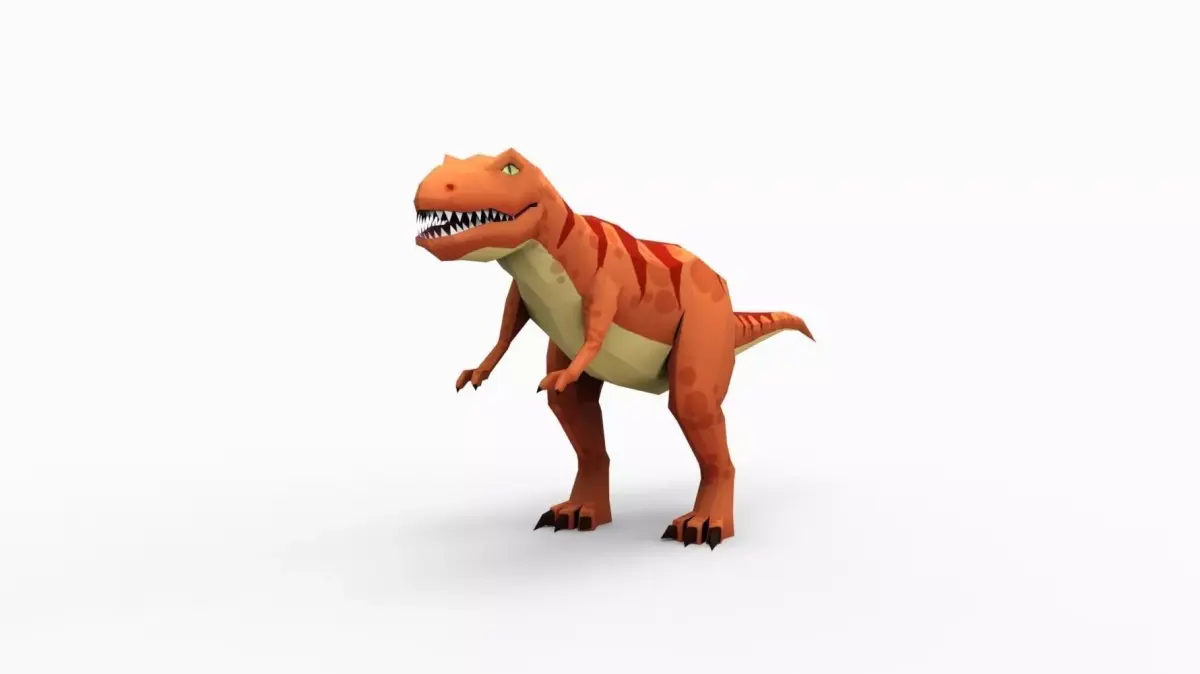 Tyrannosaurus rex Cartoon Orange  Low-poly 3D model