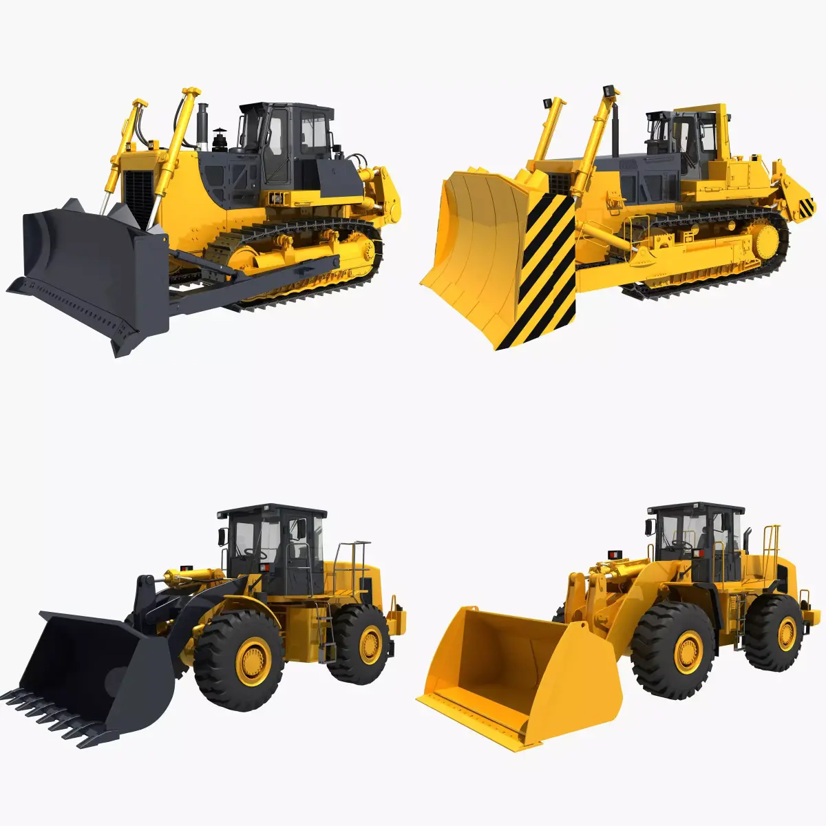 Collection Bulldozer and Wheel Loader 3D model