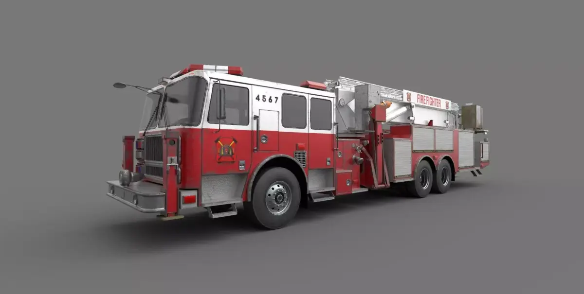 Fire Rescue Vehicle  Low-poly 3D model