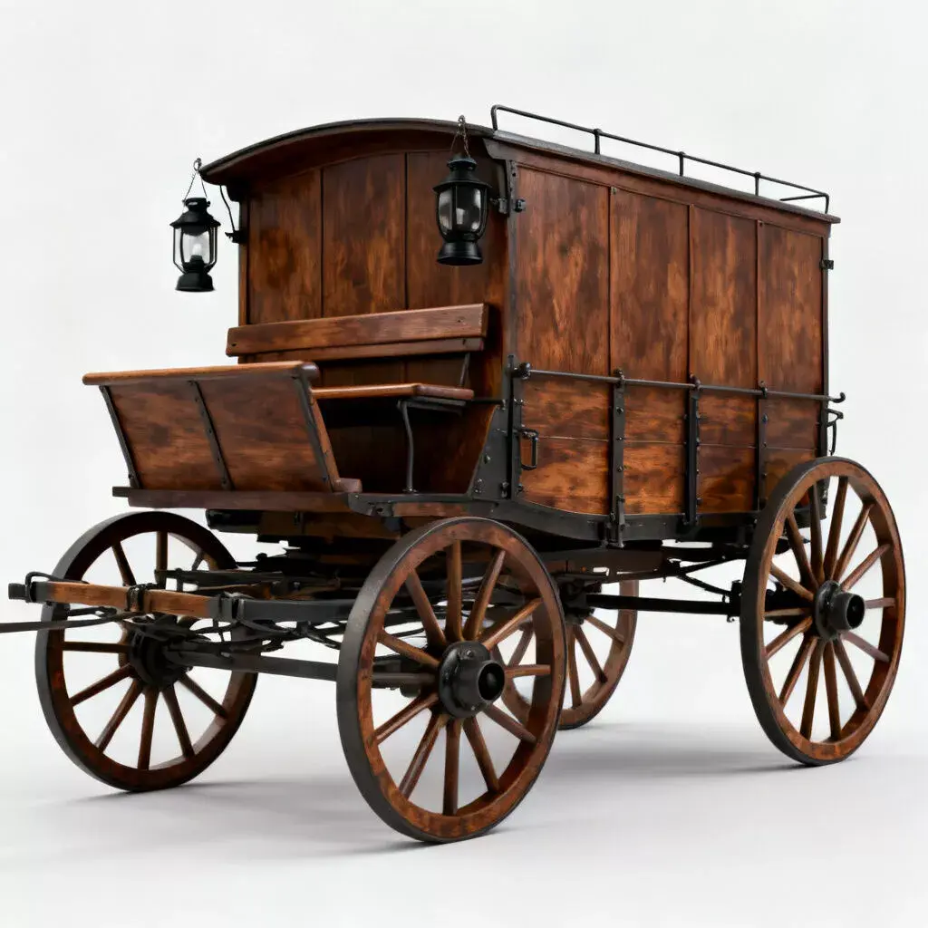 Vintage Western Covered Carriage 3D Model Low-poly 3D model