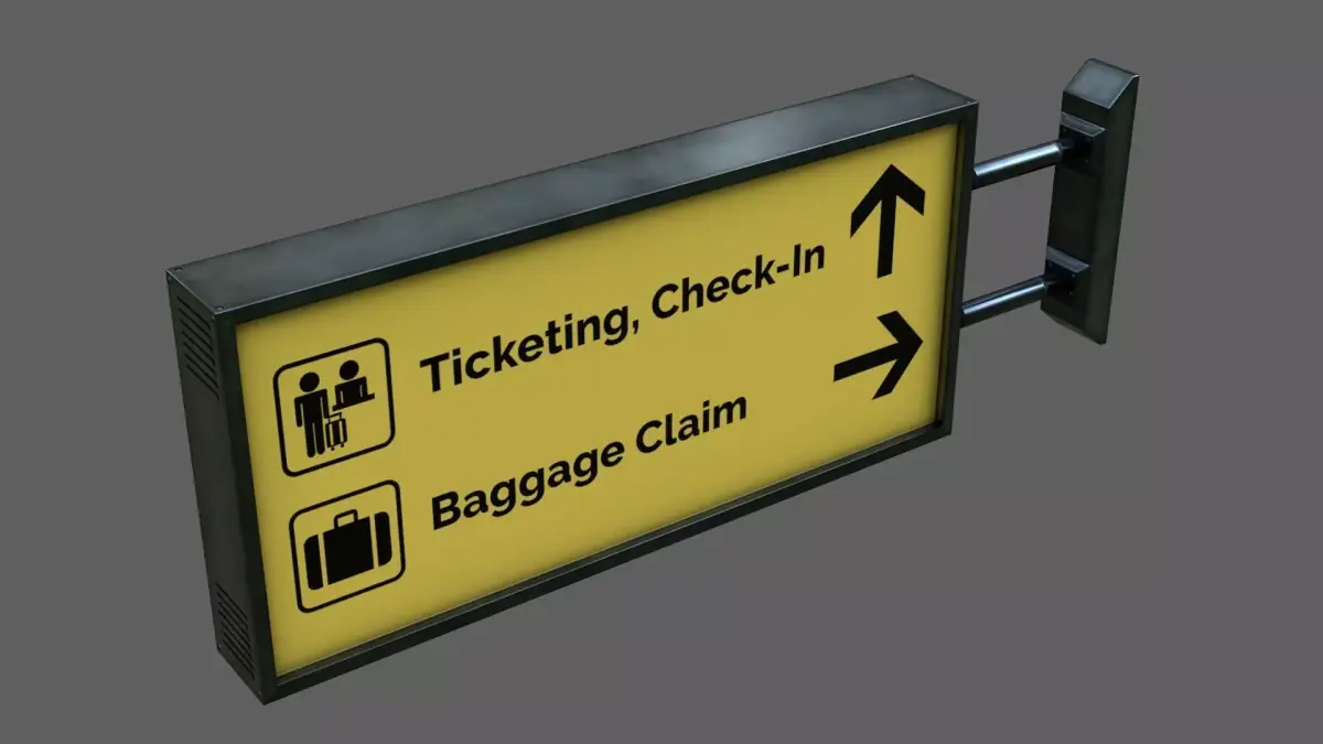 Airport Sign Board 001  Low-poly 3D model
