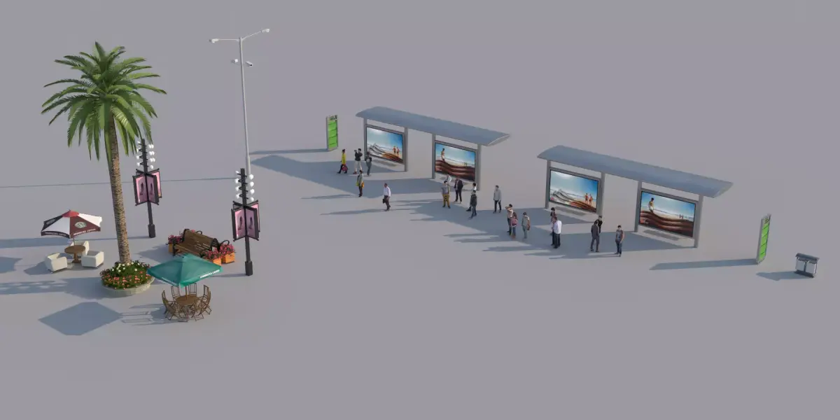 Street commercial elements 3D models 3D model