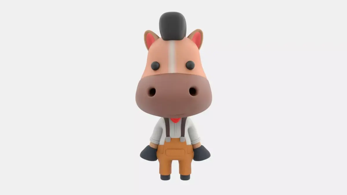 Cute Horse 3D Illustration 3D model buy