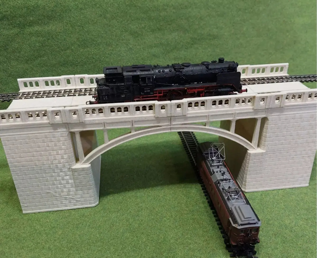 Concrete Double Track Railway Viaduct High 1-87 FDM 3D print model
