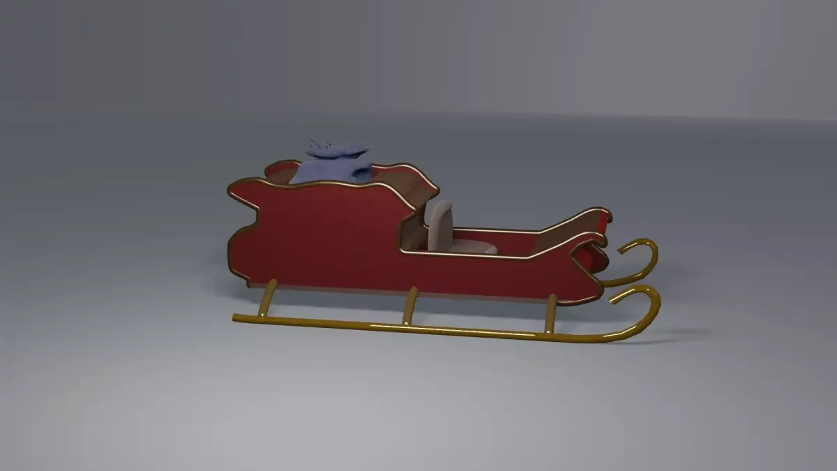 Simple cartoon Sleigh Free 3D model