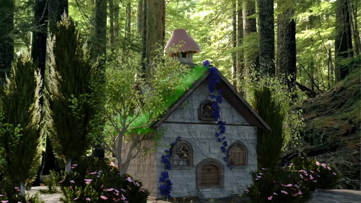 3D Forest Cottage Detailed House and Nature Scene 3D model