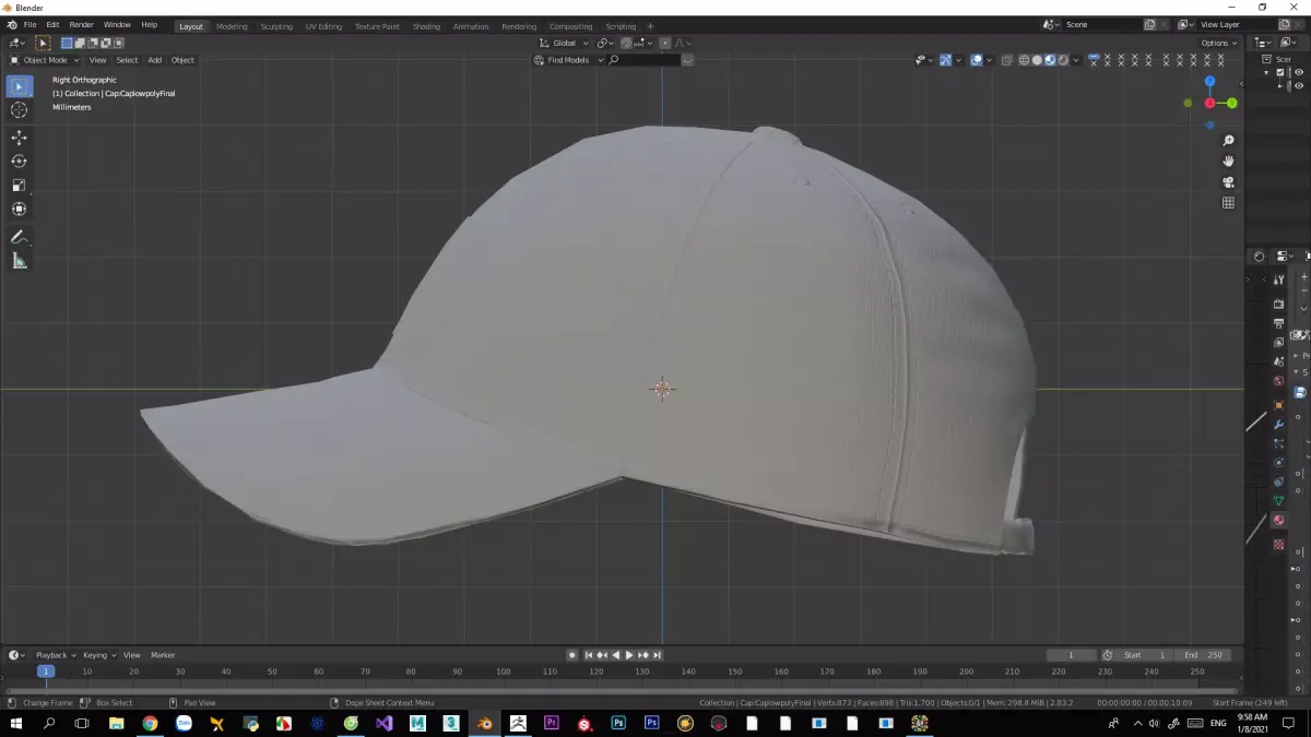 Hat Modeling for game Low-poly 3D model