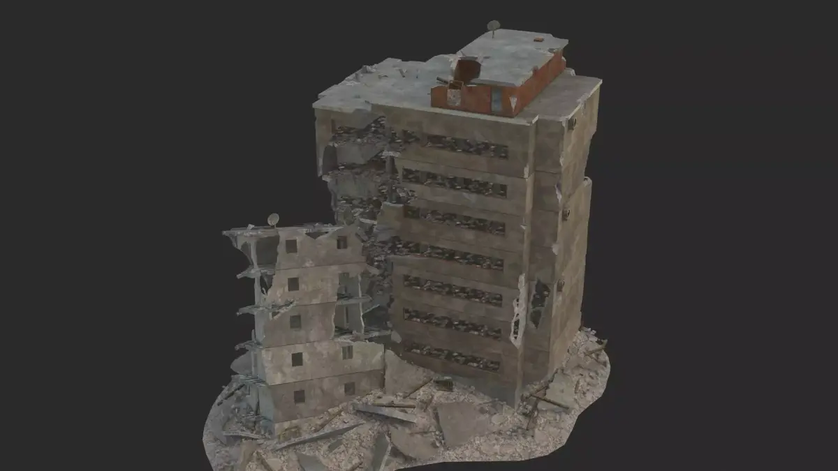 destroyed building  Low-poly 3D model purchase