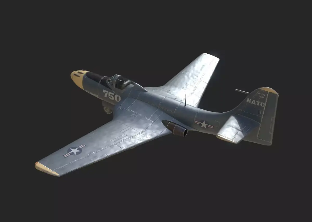 US Navy FH-1 XFD-1 FD Phantom Fighter Low-poly 3D model