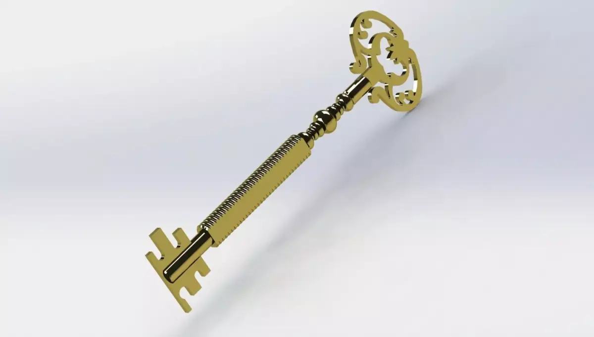  3-part fairy tale brass golden key 3D print model