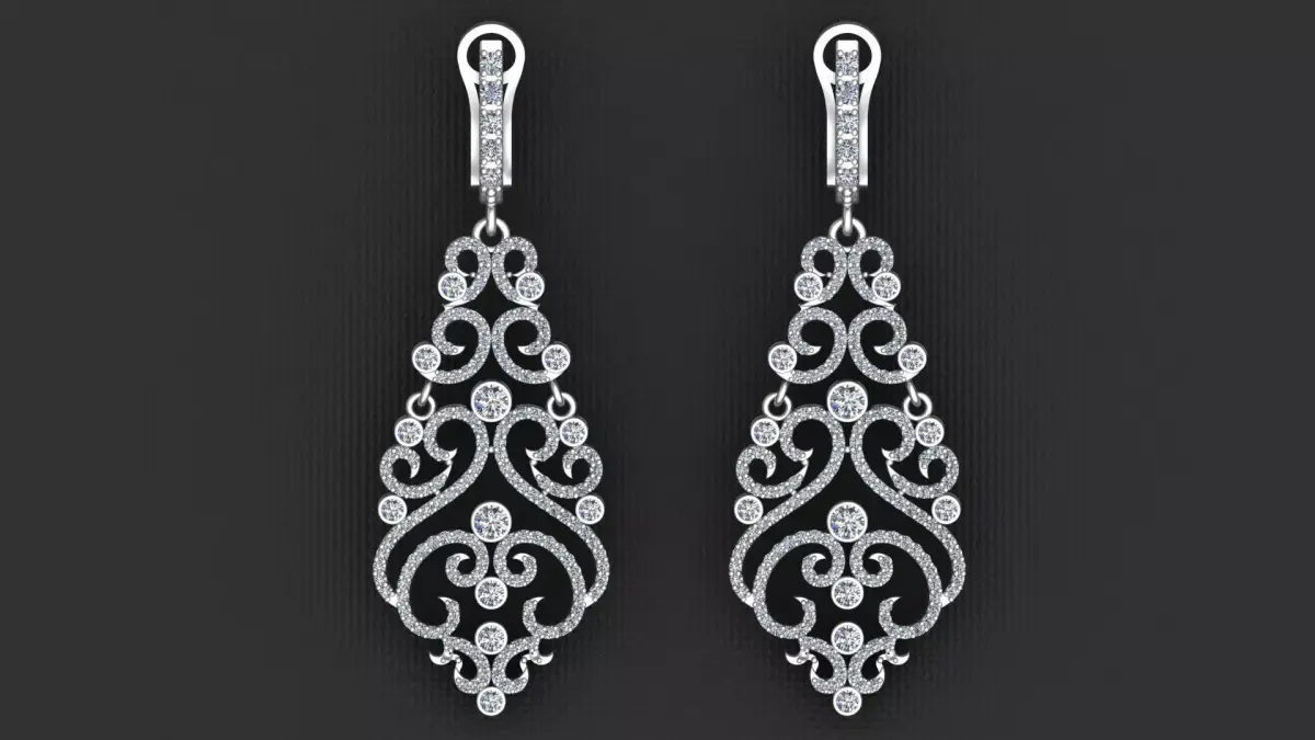 Fashion Infinity Playing Diamond Gold Earring 3D print model