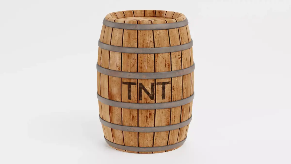 TNT Barrel - Realistic Wooden Explosive Prop Low-poly 3D model