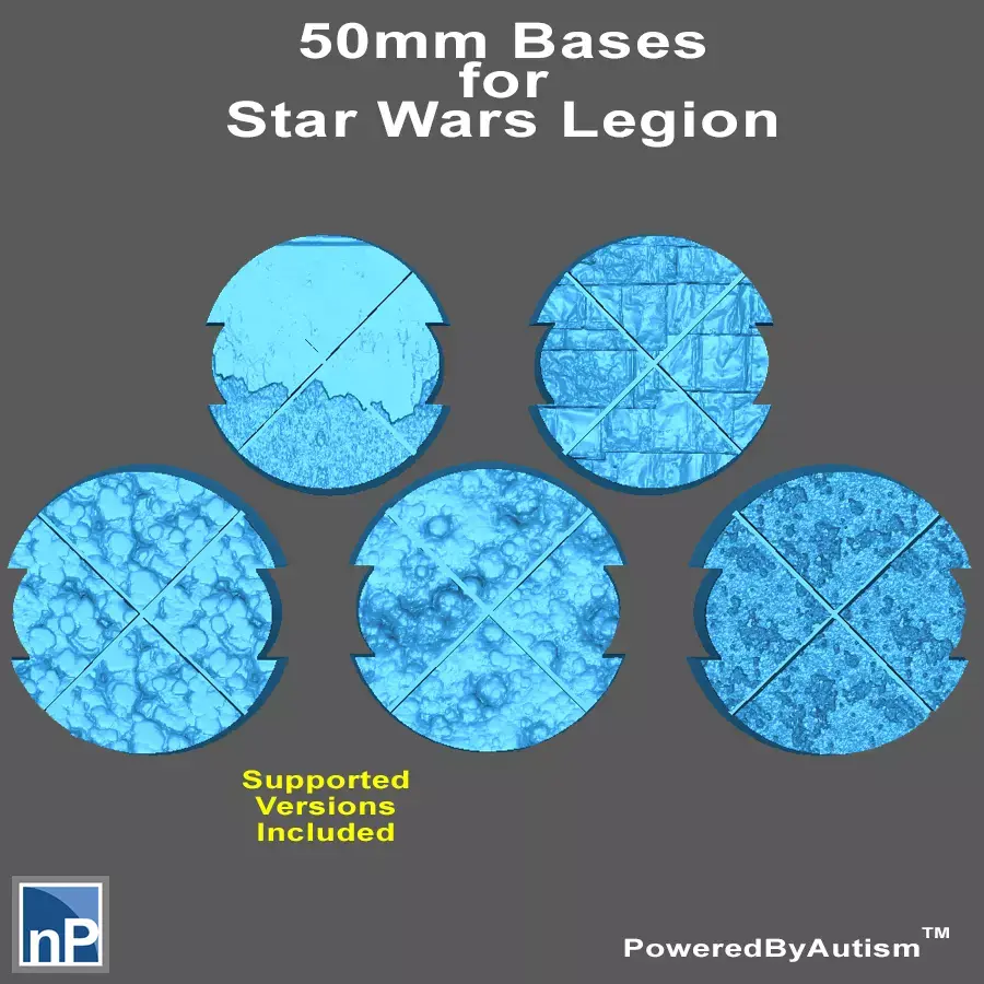 50mm Notched Round Bases for Miniatures - Pack 1 Free 3D print model