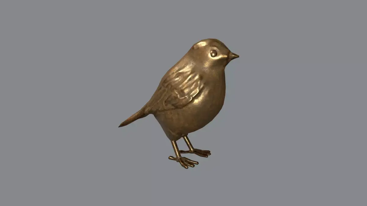 Bronze Robin Statue Low-poly 3D model