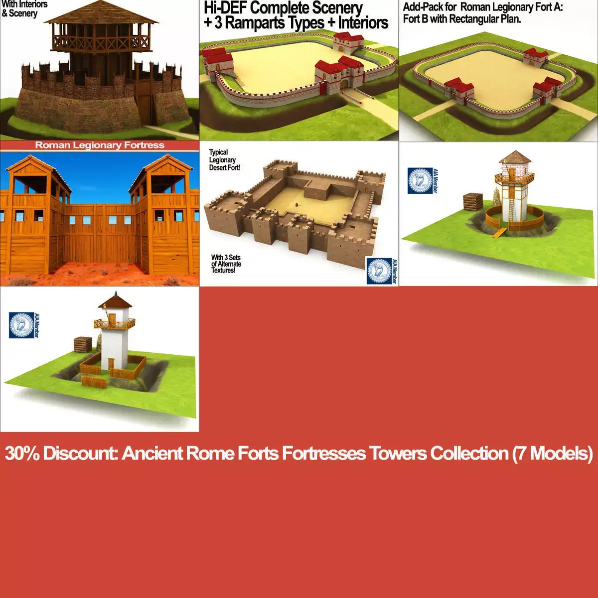 Ancient Rome Forts Fortresses Towers Collection 