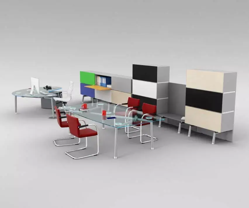 Office Tables Chairs And Cabinets 3D model