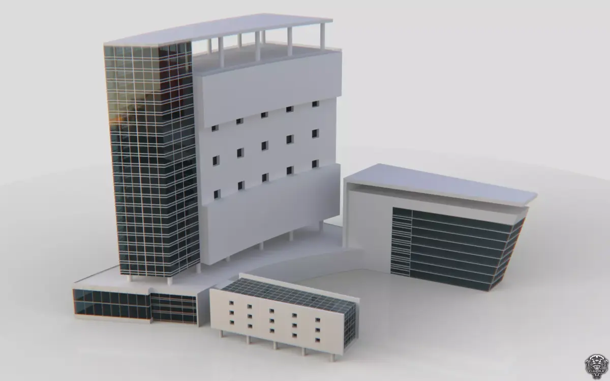 Central Building Low-poly 3D model buy
