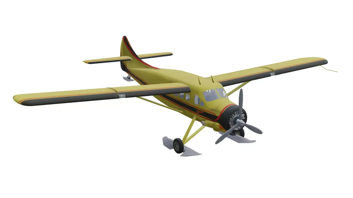 DE Havilland Canada Dhc-3 Otter With Skis Low-poly 3D model