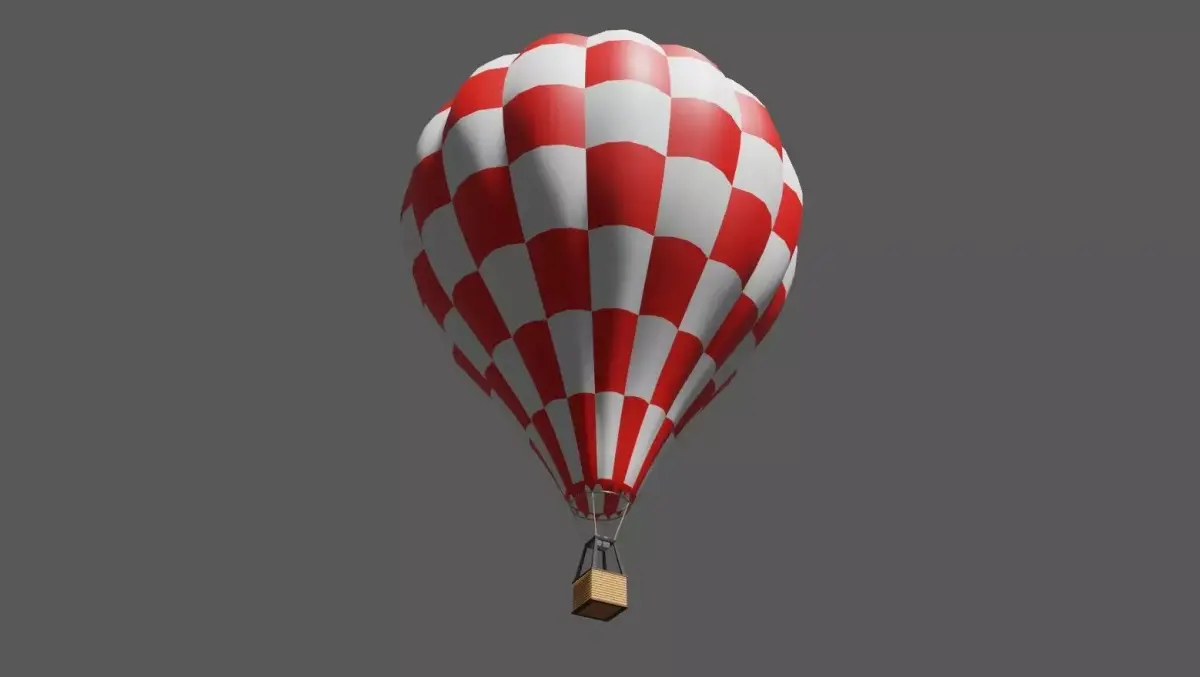 Red Balloon Checkered - Balao Vermelho Quadriculado Low-poly 3D model