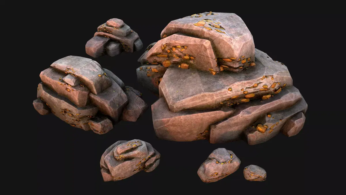Golden Ore Nugget Gold Mine Mineral Low-poly 3D model