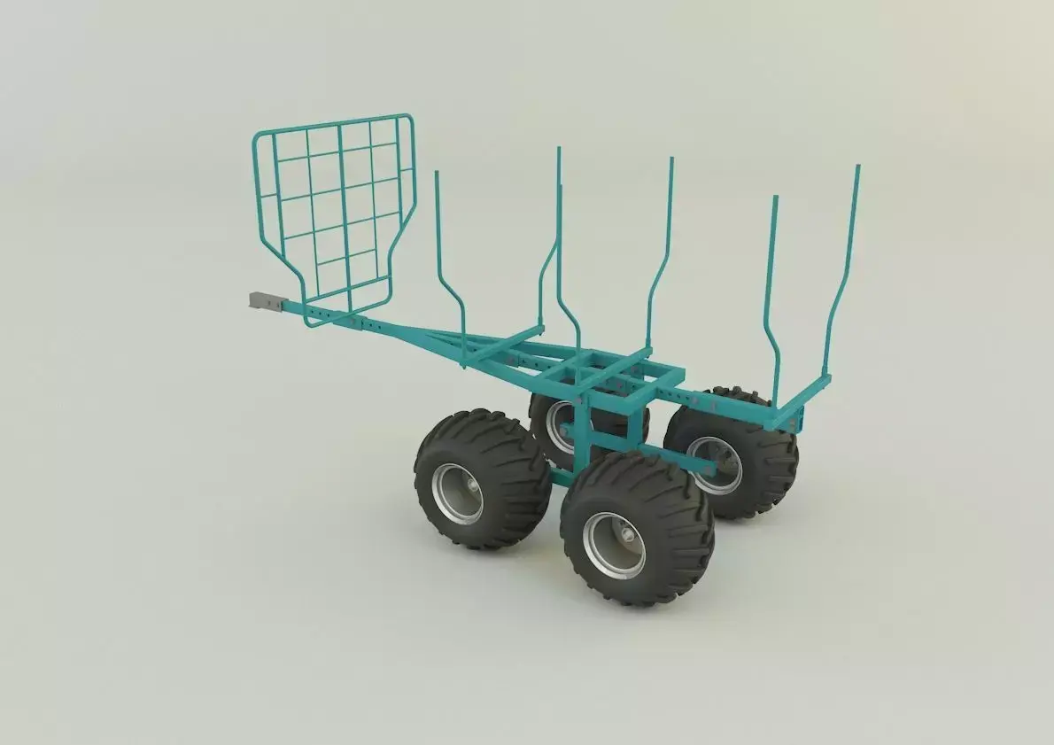 wood trailer model 3D model