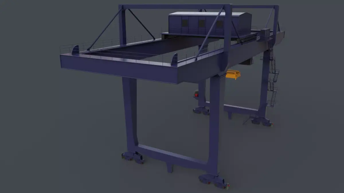 PBR Rail Mounted Gantry Crane RMG V2 - Blue Dark Low-poly 3D model
