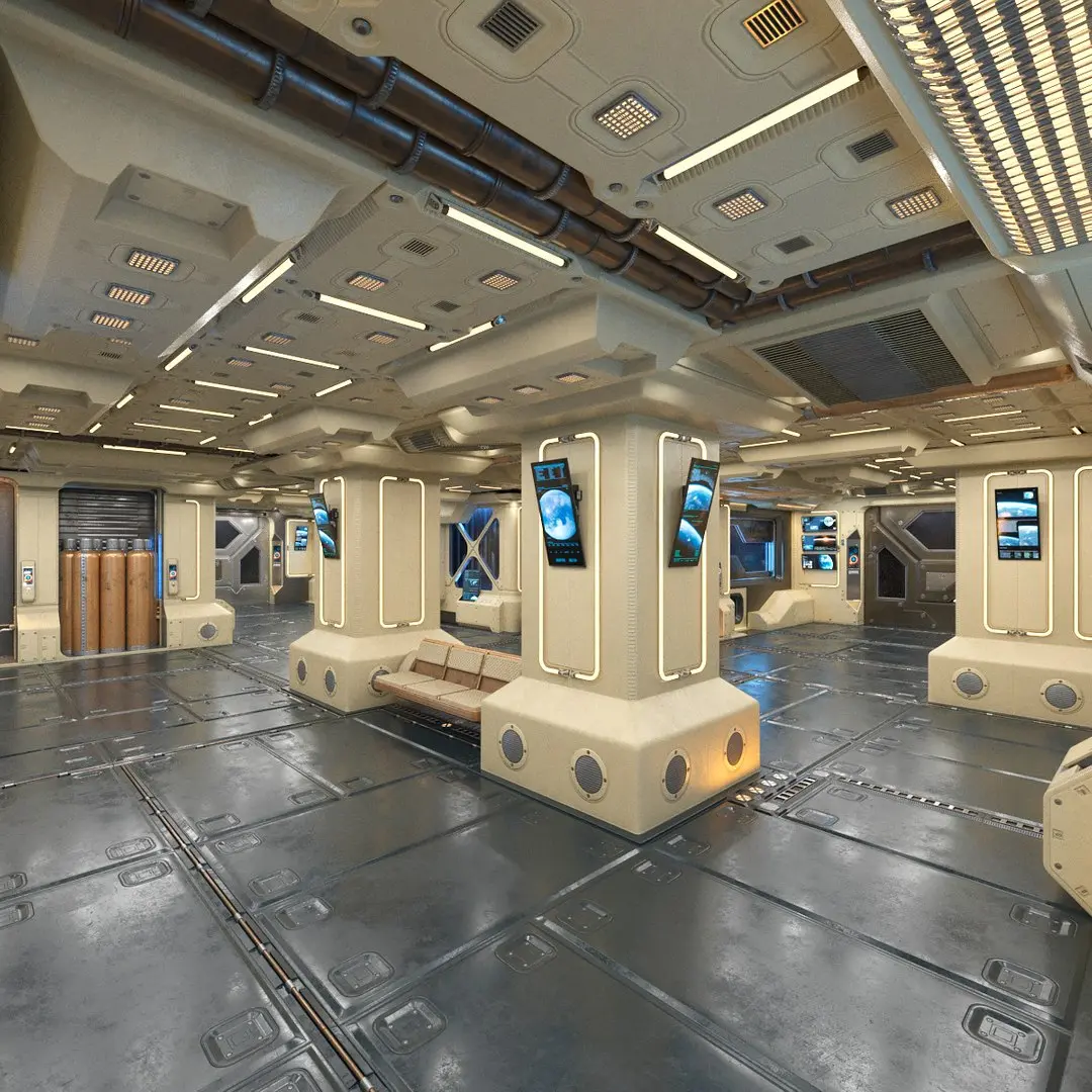 Sci-fi Interior Space Station Transit Zone PBR 3D model