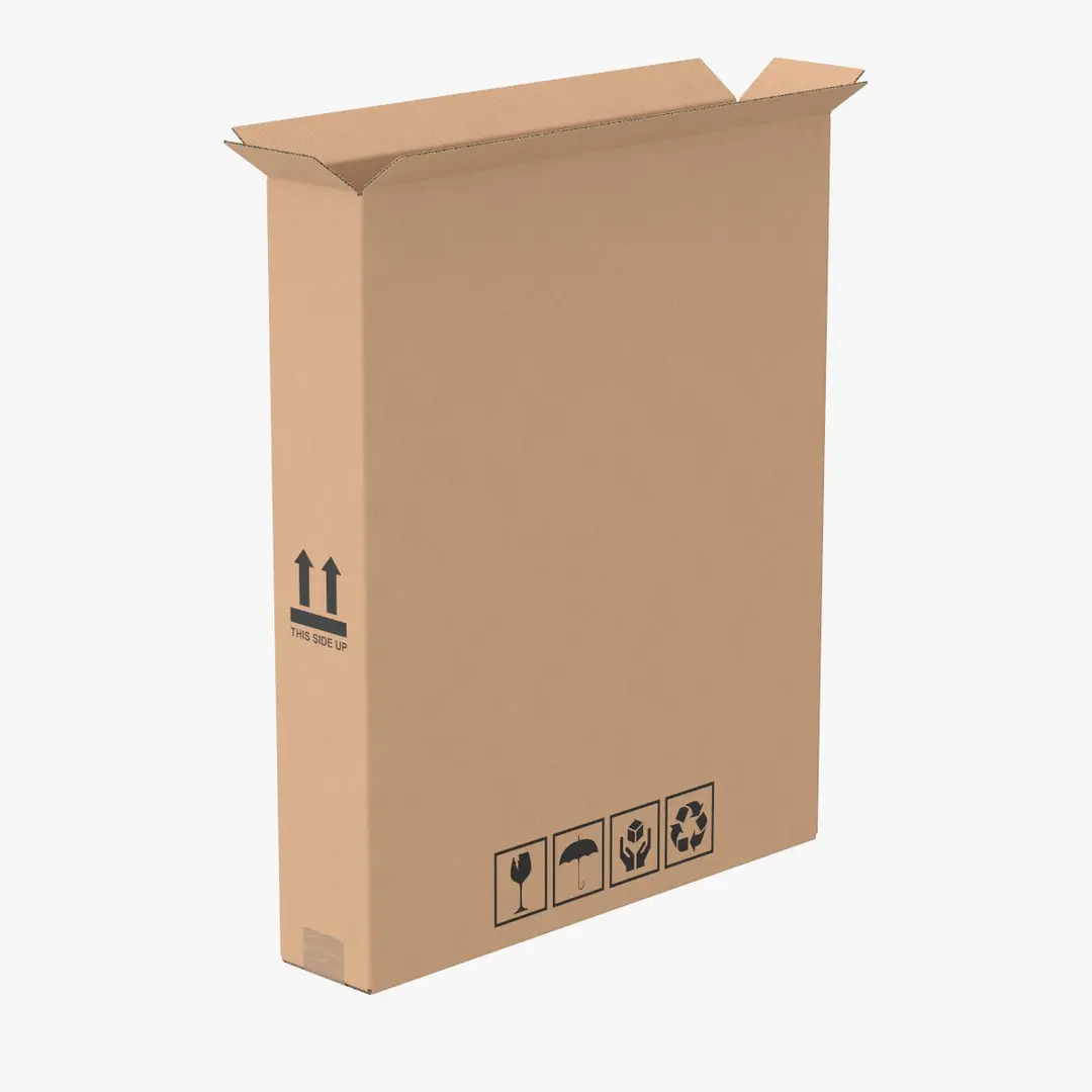Cardboard Box 50x10x60 Half Open 3D model