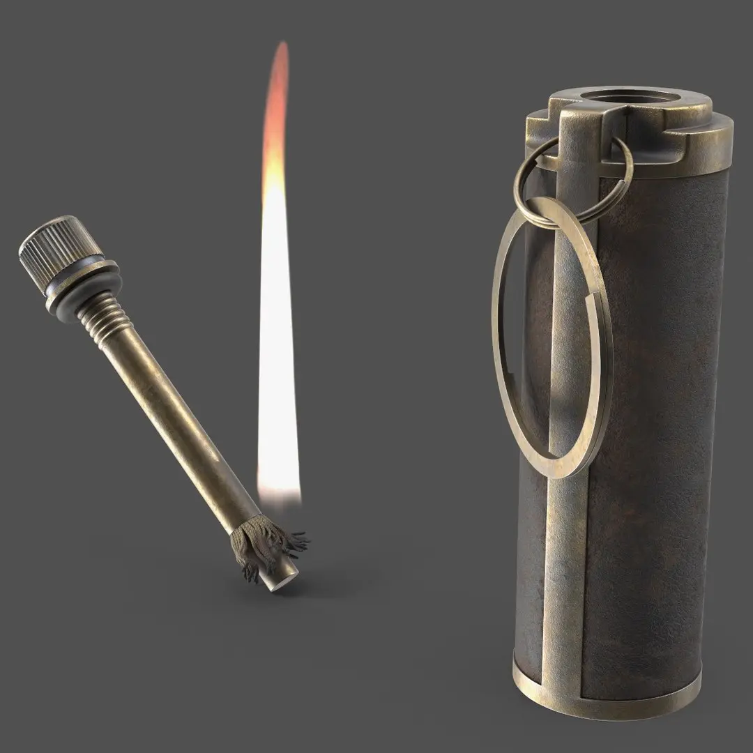 Vintage Permanent Match Lighter Brass and Leather 3D model