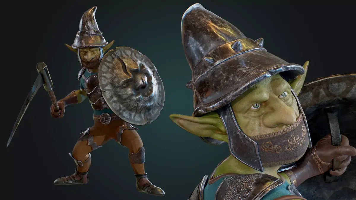 Goblin1 warrior holding shield Low-poly 3D model