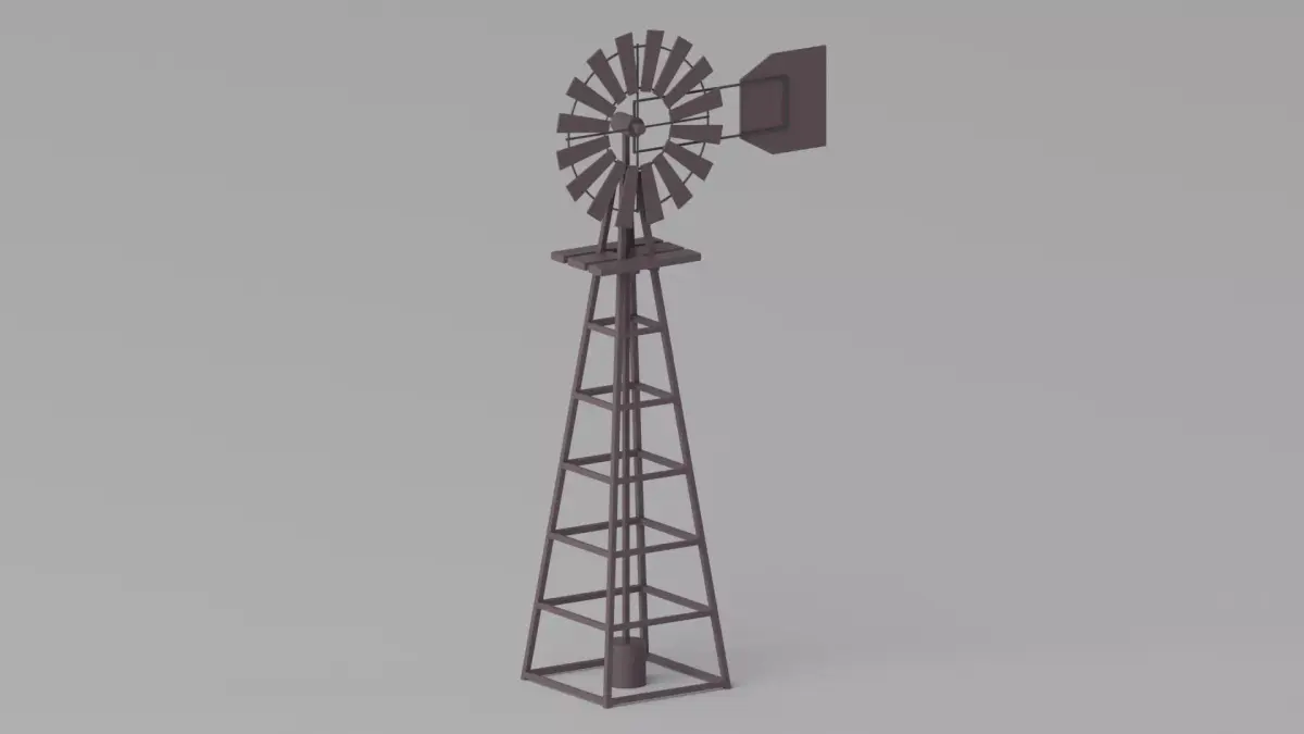 Cartoon Western Windmill Low-poly 3D model