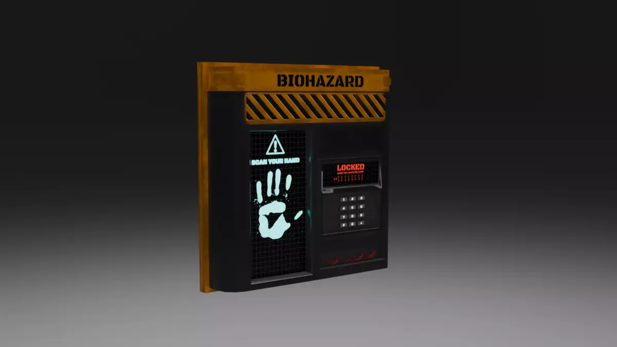 Biohazard Access Terminal Modular Sci-Fi Lab Panel Game Ready Free low-poly 3D model