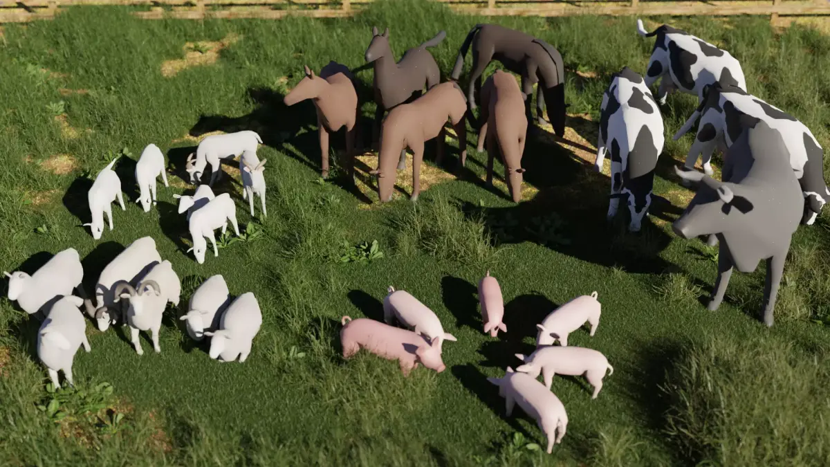 Farm Animals  Low-poly 3D model