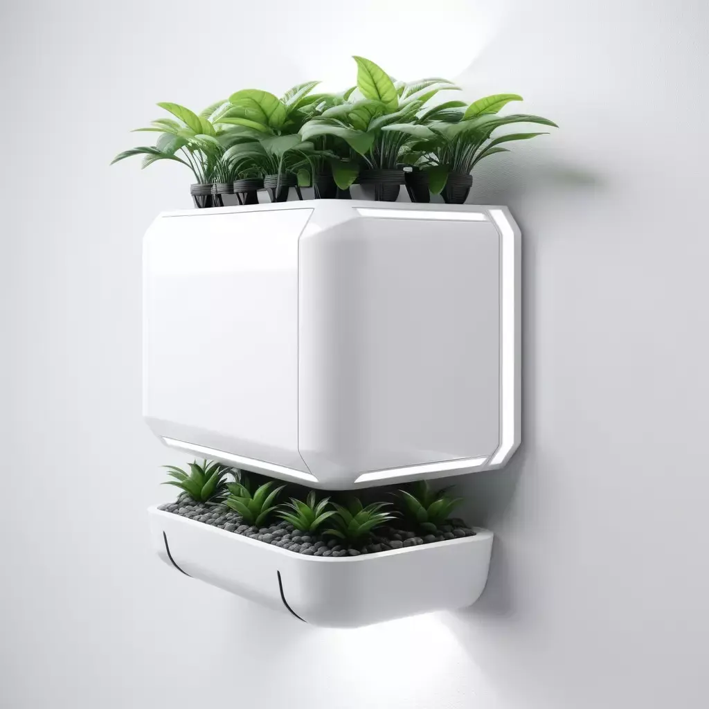 Modern SciFi Wall Planter with Lights 3D model