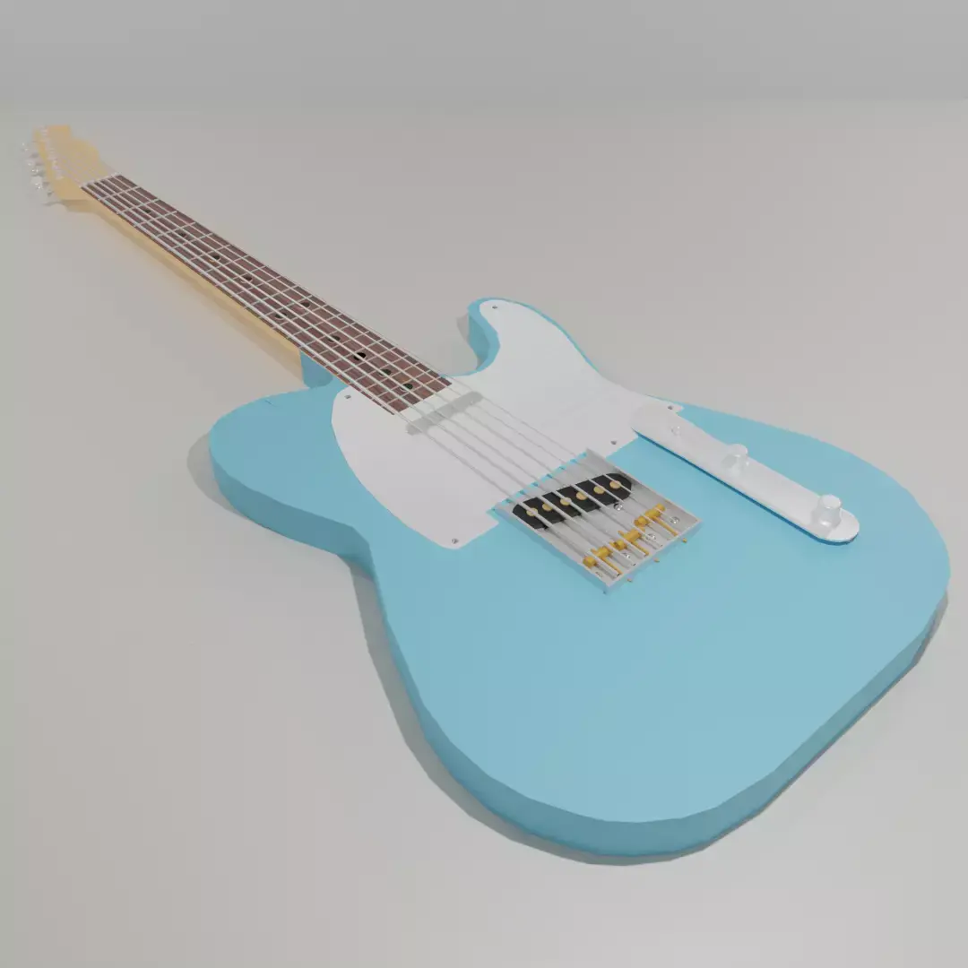  Electric guitar Telecaster  PBR low-poly game-ready Low-poly 3D model