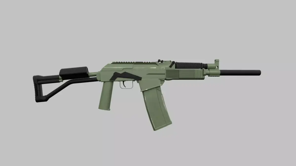Assault rifle Low-poly 3D model 11