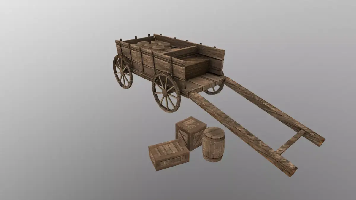  Medieval Cart  Low-poly 3D model