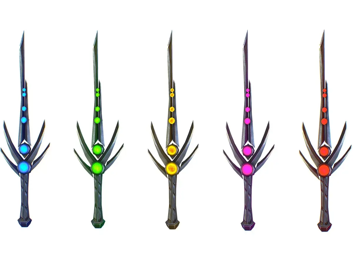 a set of cutting weapons Low-poly 3D model 5