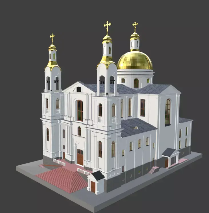 Mount Seraphim Cathedral Eastern Orthodox 3D Model Free 3D model