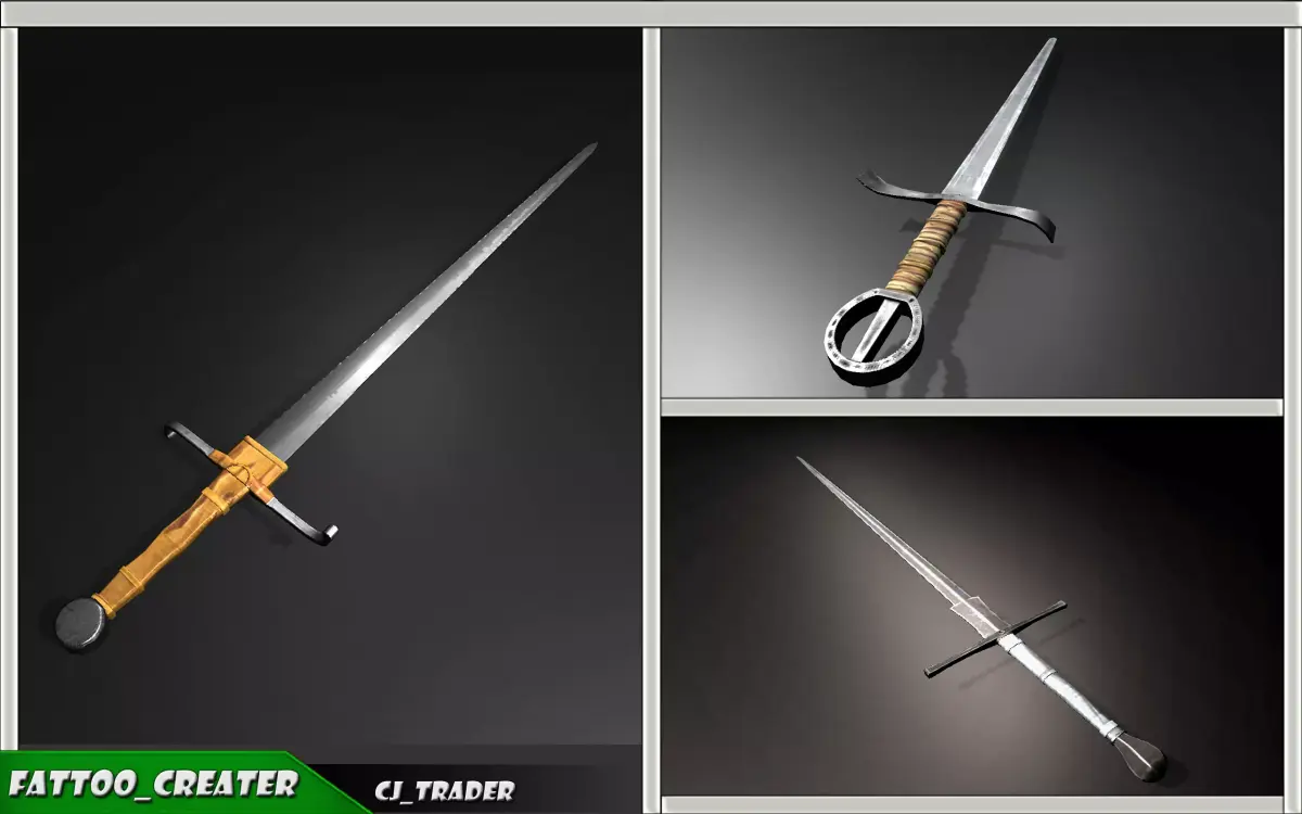 Medieval PBR Sword Collection Pack Low-Poly 3D Model Low-poly 3D model
