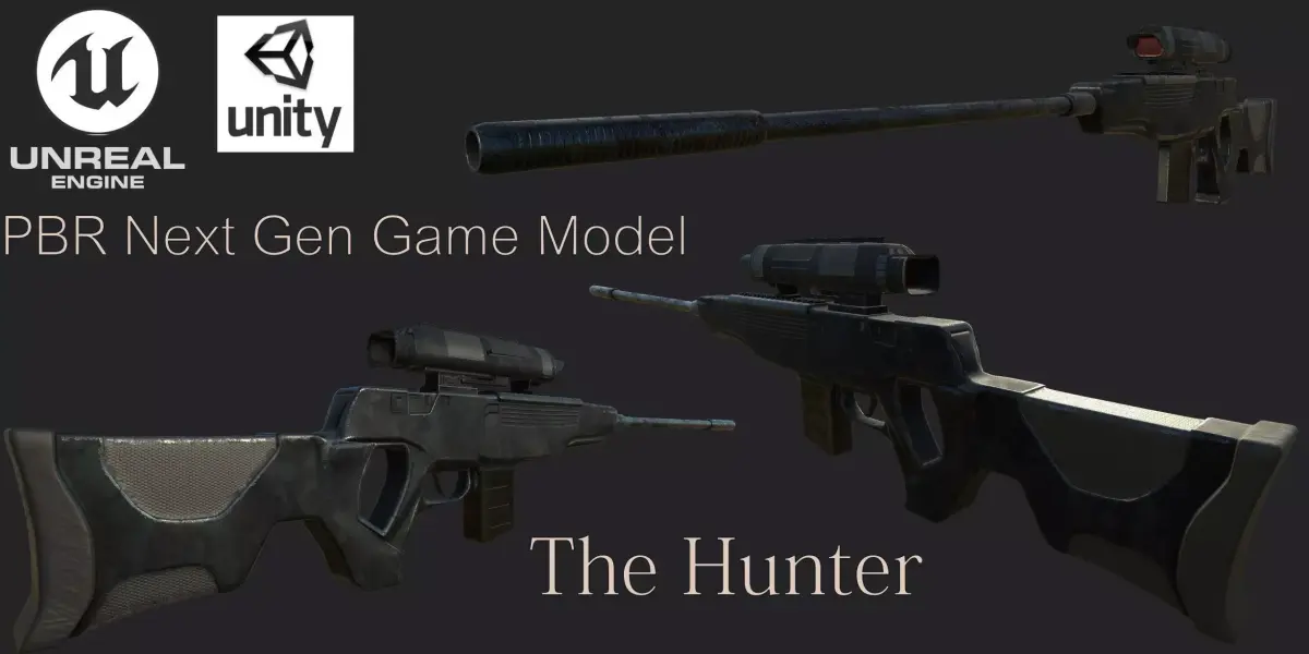 Sniper Rifle - The Hunter PBR Low-poly 3D model