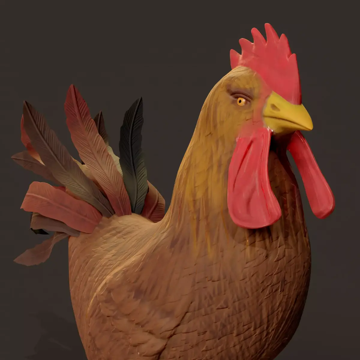 Cockerel Game ready 3D model Low-poly 3D model