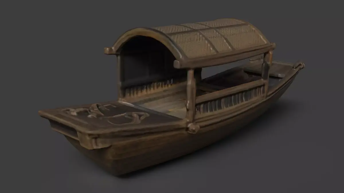 Chinese wooden boat  figure  Low-poly 3D model purchase