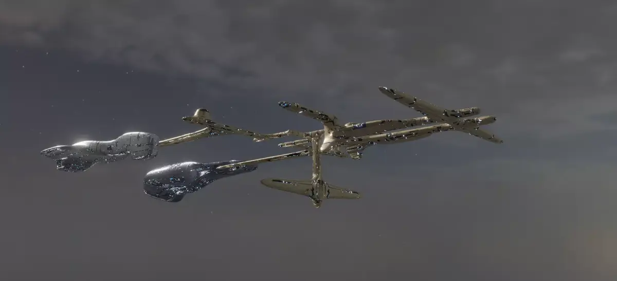 Space Station with 2 Spaceship 3D model