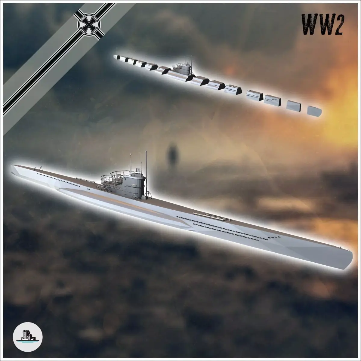German submarines Unterseeboot U-Boot Uboat type VII C41 1 - Ger 3D print model