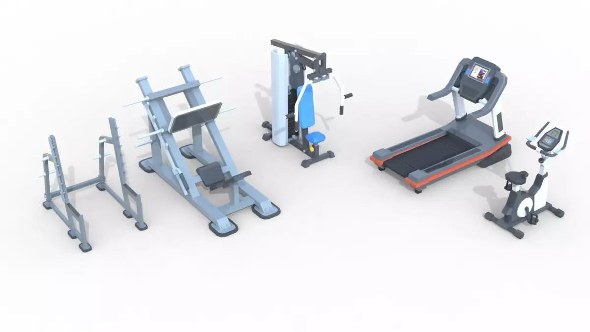 Gym Props  Fitness Equipment Set  Low-poly 3D model