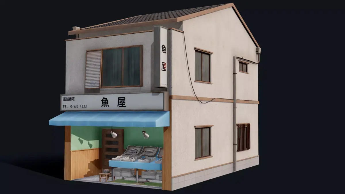 Tokyo Fishmonger Low-poly 3D model